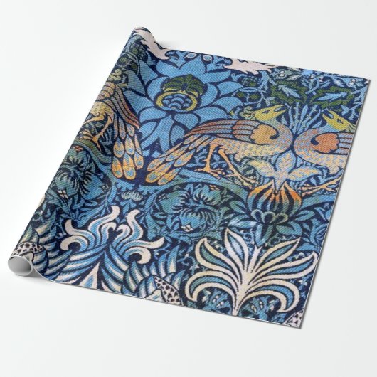 William Morris Peacock and Dragon Blue Pattern Geschenkpapier (Ungerollt)