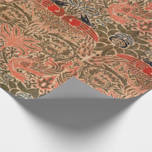 William * Morris Peacock and Dragon Peach Green Geschenkpapier (Ecke)