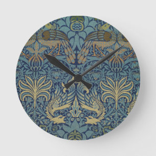 William Morris Peacock and Dragon Runde Wanduhr
