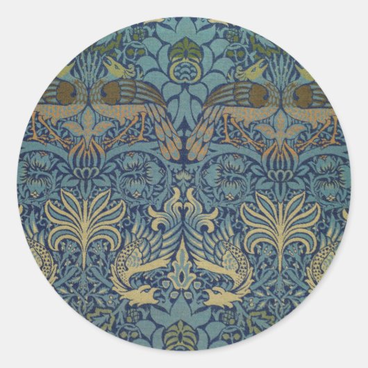 William Morris Peacock and Dragon Runder Aufkleber (Vorderseite)