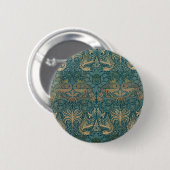 William Morris Peacock and Dragon Textile Design Button (Vorne & Hinten)
