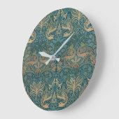 William Morris Peacock and Dragon Textile Design Große Wanduhr (Winkel)