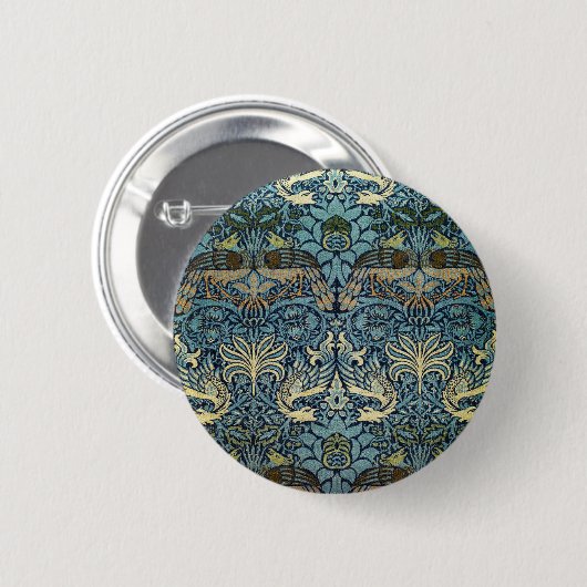 William Morris Peacock and Dragon Woven Design Button (Vorne & Hinten)