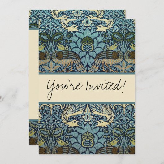 William Morris Peacock and Dragon Woven Design Einladung (Vorne/Hinten)