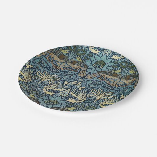 William Morris Peacock and Dragon Woven Design Pappteller (Schrägansicht)
