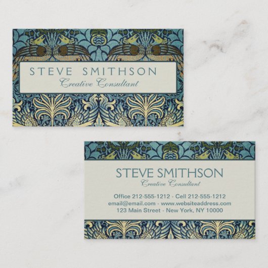 William Morris Peacock and Dragon Woven Design Visitenkarte (Vorne/Hinten)