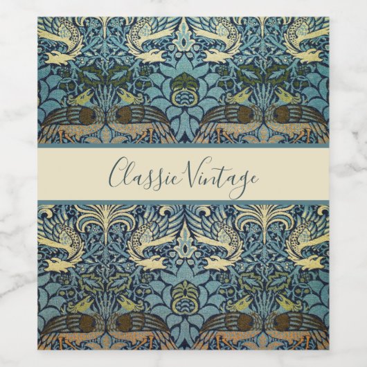 William Morris Peacock and Dragon Woven Design Weinetikett (Einzelnes Label)
