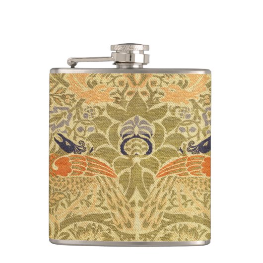 William Morris Peacock & Dragon Arts & Crafts Flachmann (Vorderseite)