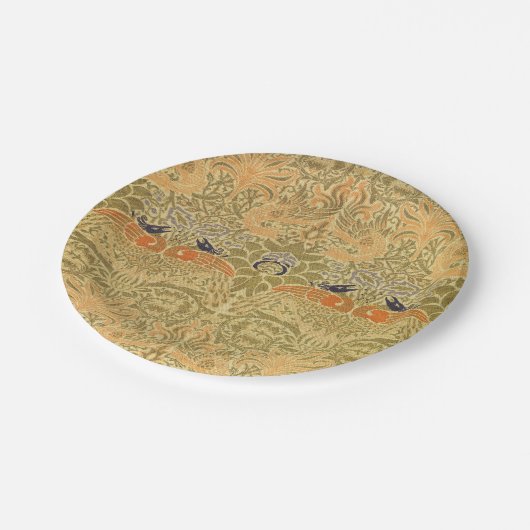 William Morris Peacock & Dragon Arts & Crafts Pappteller (Schrägansicht)