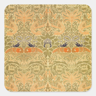 William Morris Peacock & Dragon Arts & Crafts Quadratischer Aufkleber