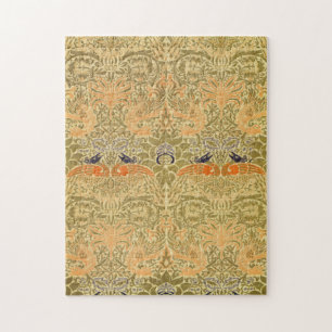 William Morris Peacock Dragon Vintage Arts Crafts  Puzzle
