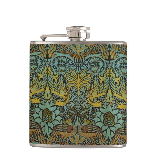 William Morris Peacock Dragon Wallpaper Flachmann (Vorderseite)