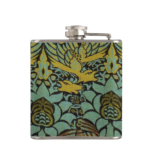 William Morris Peacock Dragon Wallpaper Flachmann (Rückseite)