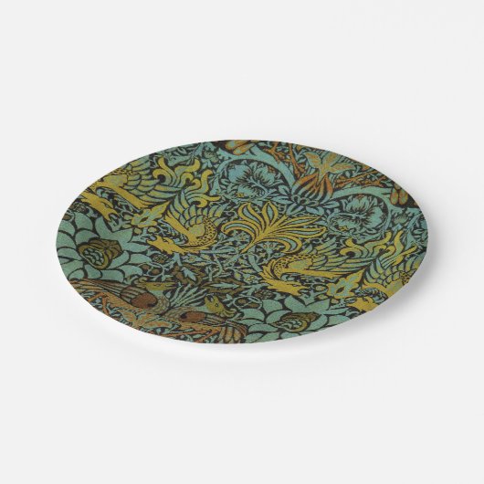 William Morris Peacock Dragon Wallpaper Pappteller (Schrägansicht)