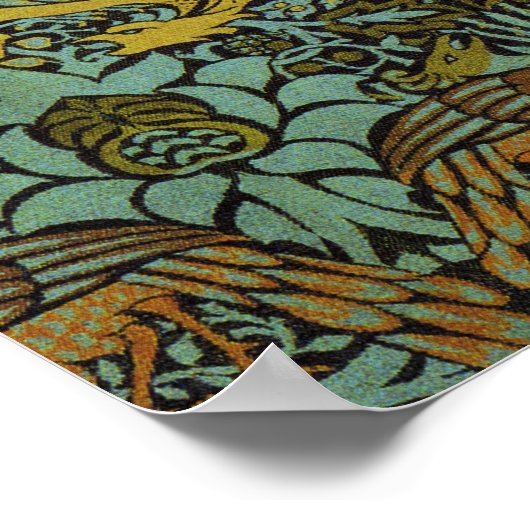 William Morris Peacock Dragon Wallpaper Poster (Ecke)