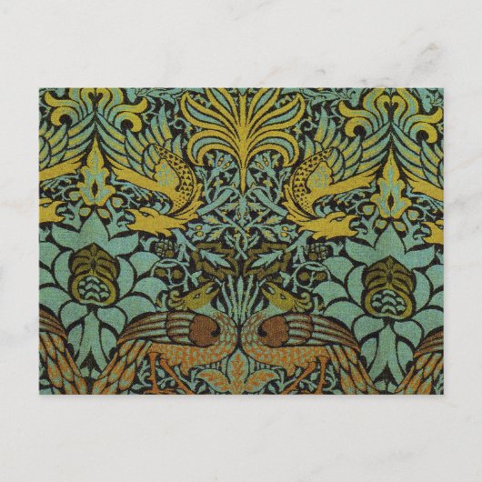William Morris Peacock Dragon Wallpaper Postkarte (Vorderseite)
