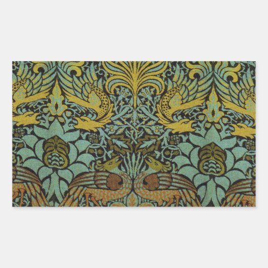 William Morris Peacock Dragon Wallpaper Rechteckiger Aufkleber (Vorderseite)