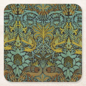 William Morris Peacock Dragon Wallpaper Rechteckiger Pappuntersetzer (Vorderseite)