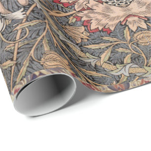 William * Morris Peacock Floral Peach Green Geschenkpapier