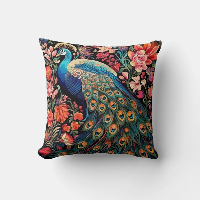 William Morris Peacock Throw Cotton Pillow Kissen (Vorderseite)