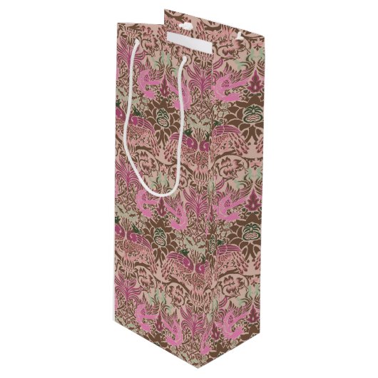William Morris Peacock und Dragon Geschenktüte Für Weinflaschen (Vorderseite Schrägansicht)