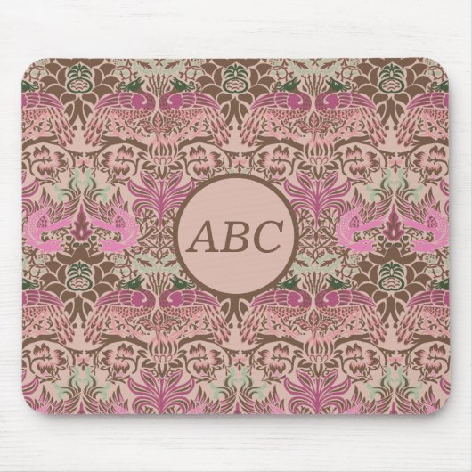 William Morris Peacock und Dragon Monogram Mousepad (Vorne)