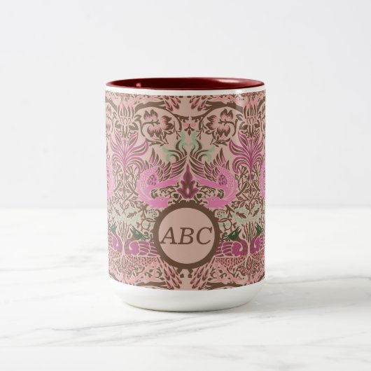William Morris Peacock und Dragon Monogram Zweifarbige Tasse (Mittel)