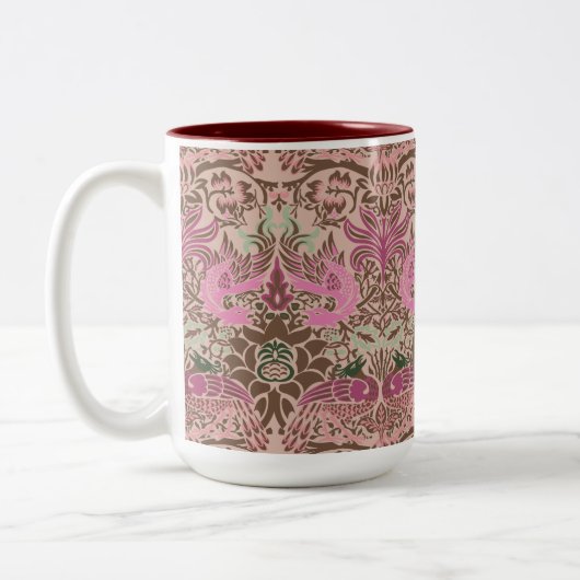 William Morris Peacock und Dragon Monogram Zweifarbige Tasse (Links)