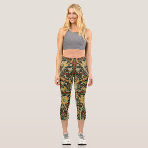 William Morris Persian Oriental Tepet Art Capri Leggings