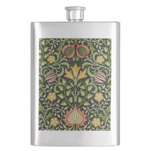 William Morris Persisch Schwarze Blumengestaltung Flachmann