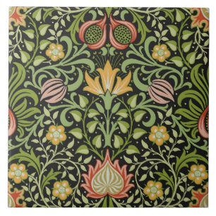 William Morris Persisch Schwarze Blumengestaltung Fliese