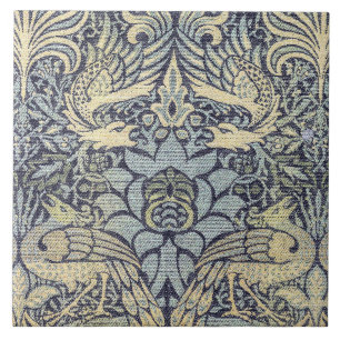 William Morris Pfau und Drache Fliese