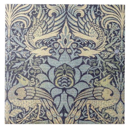 William Morris Pfau und Drache Fliese (Vorderseite)