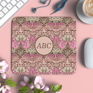 William Morris Pfau-und-Drache-Monogramm Mousepad
