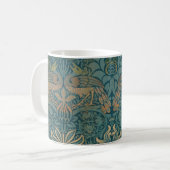 William Morris-Pfau-und Drache-Textilentwurf Kaffeetasse (Vorderseite Links)