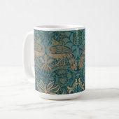 William Morris-Pfau-und Drache-Textilentwurf Kaffeetasse (Vorderseite Links)