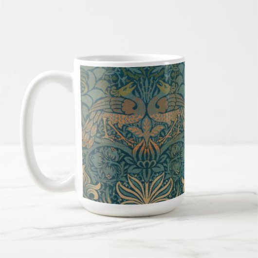 William Morris-Pfau-und Drache-Textilentwurf Kaffeetasse (Links)