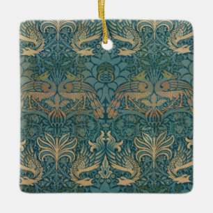 William Morris-Pfau-und Drache-Textilentwurf Keramikornament
