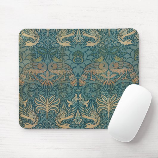 William Morris-Pfau-und Drache-Textilentwurf Mousepad (Mit Mouse)