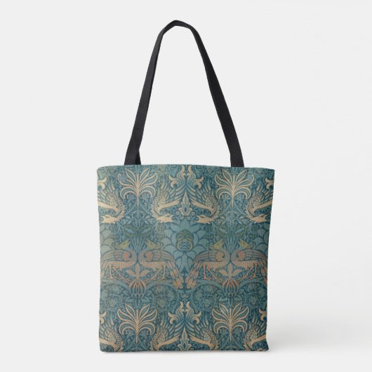 William Morris-Pfau-und Drache-Textilentwurf Tasche (Rückseite)