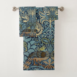 William Morris Pfau und Drache Webdesign Badhandtuch Set