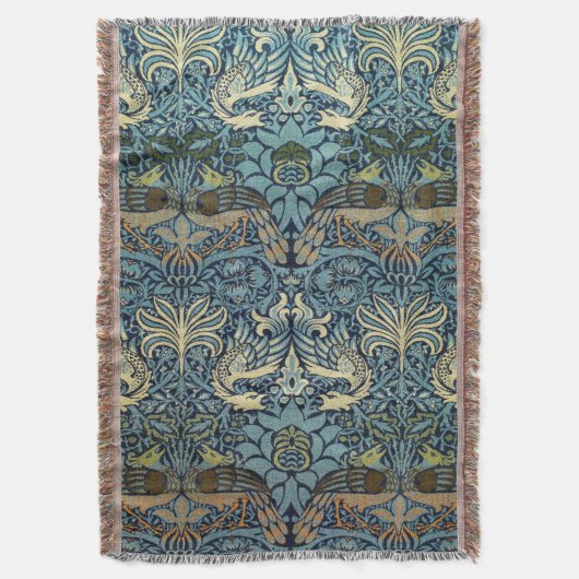 William Morris Pfau und Drache Webdesign Decke (Vorderseite Vertikal)