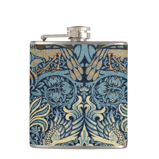 William Morris Pfau und Drache Webdesign Flachmann (Vorderseite)