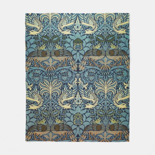 William Morris Pfau und Drache Webdesign Fleecedecke (Vorderseite)