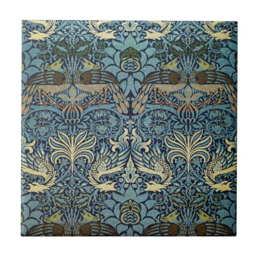 William Morris Pfau und Drache Webdesign Fliese (Vorderseite)