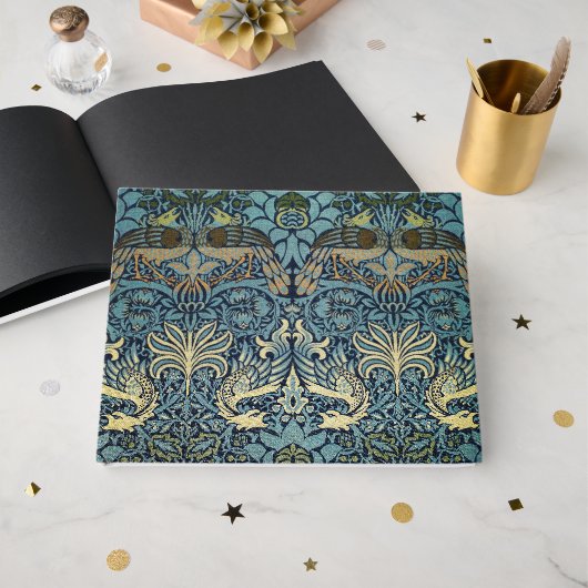 William Morris Pfau und Drache Webdesign Gästebuch (Vorderseite Offen)