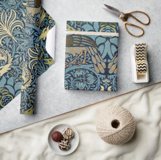 William Morris Pfau und Drache Webdesign Geschenkpapier (Kunsthandwerk)