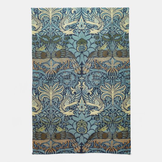William Morris Pfau und Drache Webdesign Geschirrtuch (Vertikal)