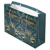 William Morris Pfau und Drache Webdesign Große Geschenktüte (Rückseite Schrägansicht)