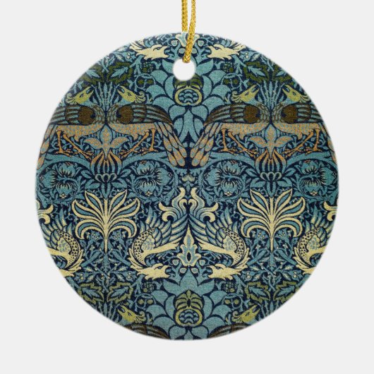 William Morris Pfau und Drache Webdesign Keramik Ornament (Vorne)